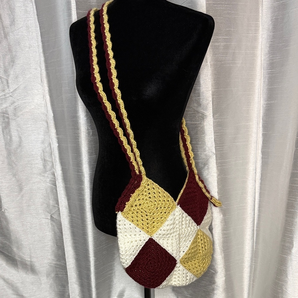 Crochet Shoulder Crossbody Purse Handmade Boho Cottage Loose Knit